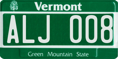 VT license plate ALJ008