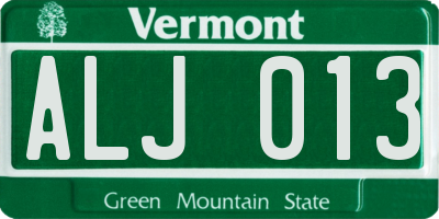 VT license plate ALJ013