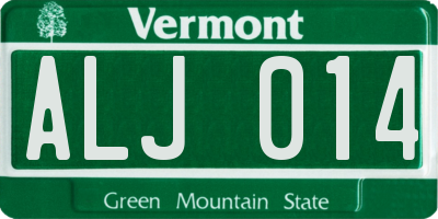 VT license plate ALJ014