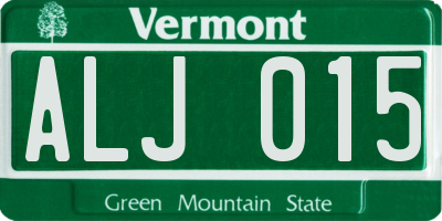 VT license plate ALJ015