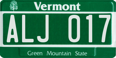 VT license plate ALJ017