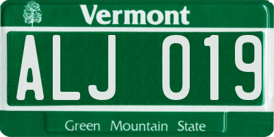 VT license plate ALJ019