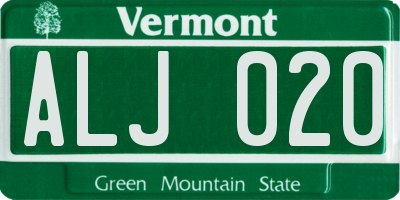 VT license plate ALJ020