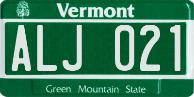 VT license plate ALJ021