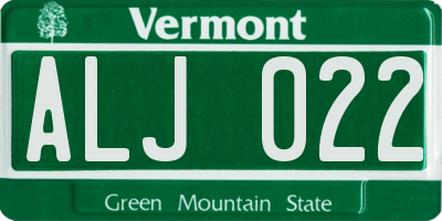 VT license plate ALJ022