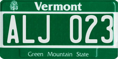 VT license plate ALJ023