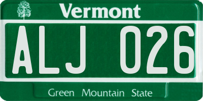 VT license plate ALJ026