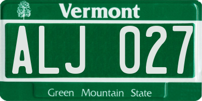 VT license plate ALJ027