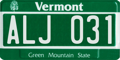 VT license plate ALJ031