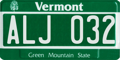 VT license plate ALJ032