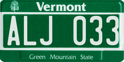 VT license plate ALJ033