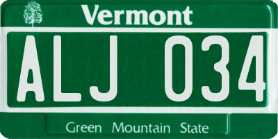 VT license plate ALJ034