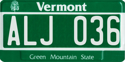 VT license plate ALJ036