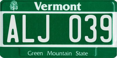 VT license plate ALJ039