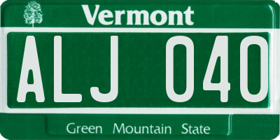 VT license plate ALJ040