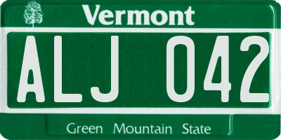 VT license plate ALJ042