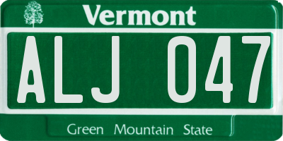 VT license plate ALJ047