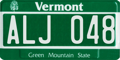 VT license plate ALJ048
