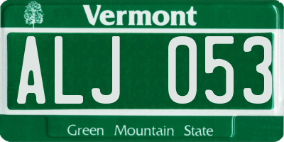 VT license plate ALJ053