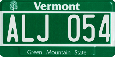 VT license plate ALJ054