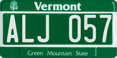 VT license plate ALJ057