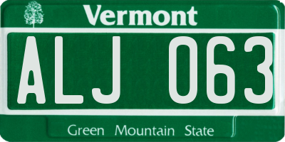 VT license plate ALJ063