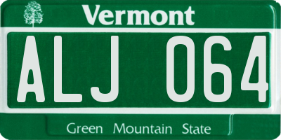 VT license plate ALJ064
