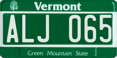 VT license plate ALJ065