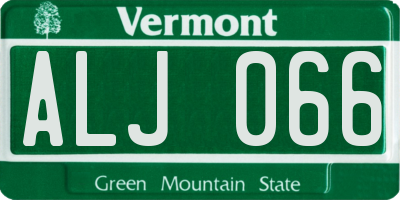 VT license plate ALJ066