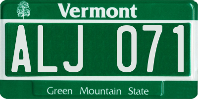 VT license plate ALJ071
