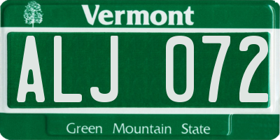 VT license plate ALJ072