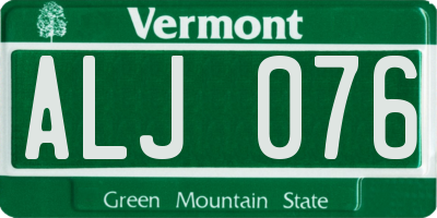 VT license plate ALJ076