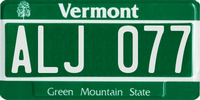 VT license plate ALJ077