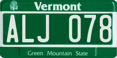 VT license plate ALJ078