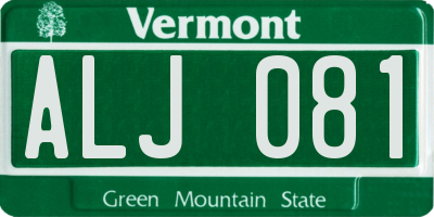 VT license plate ALJ081