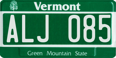 VT license plate ALJ085