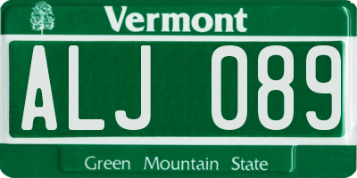 VT license plate ALJ089
