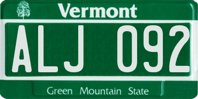 VT license plate ALJ092