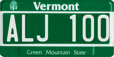 VT license plate ALJ100