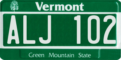VT license plate ALJ102