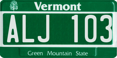 VT license plate ALJ103