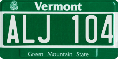 VT license plate ALJ104