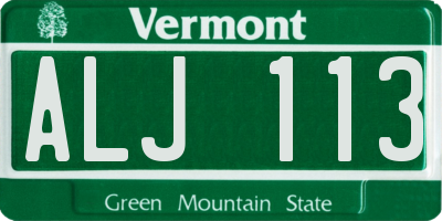 VT license plate ALJ113