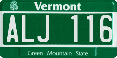 VT license plate ALJ116