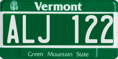 VT license plate ALJ122