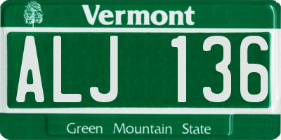 VT license plate ALJ136
