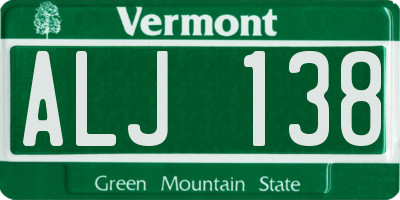 VT license plate ALJ138