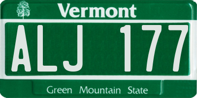 VT license plate ALJ177