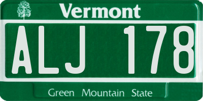 VT license plate ALJ178