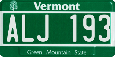 VT license plate ALJ193